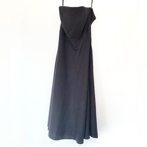 Strapless Linen Blend Banana Republic Black Floor Length Long Gown